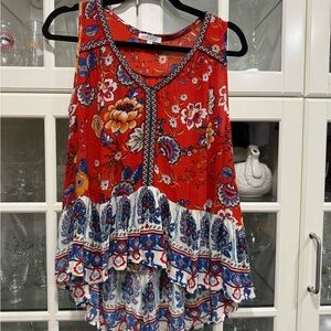 Patrons of Peace Red Floral Top